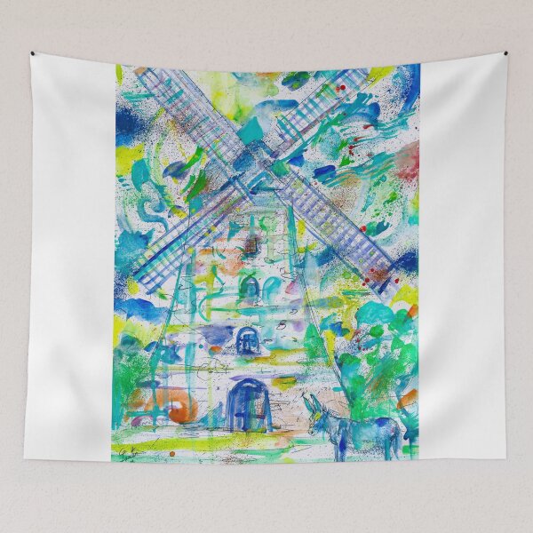 Item preview, DONKEY and WINDMILL - watercolor painting designed and sold by lautir.