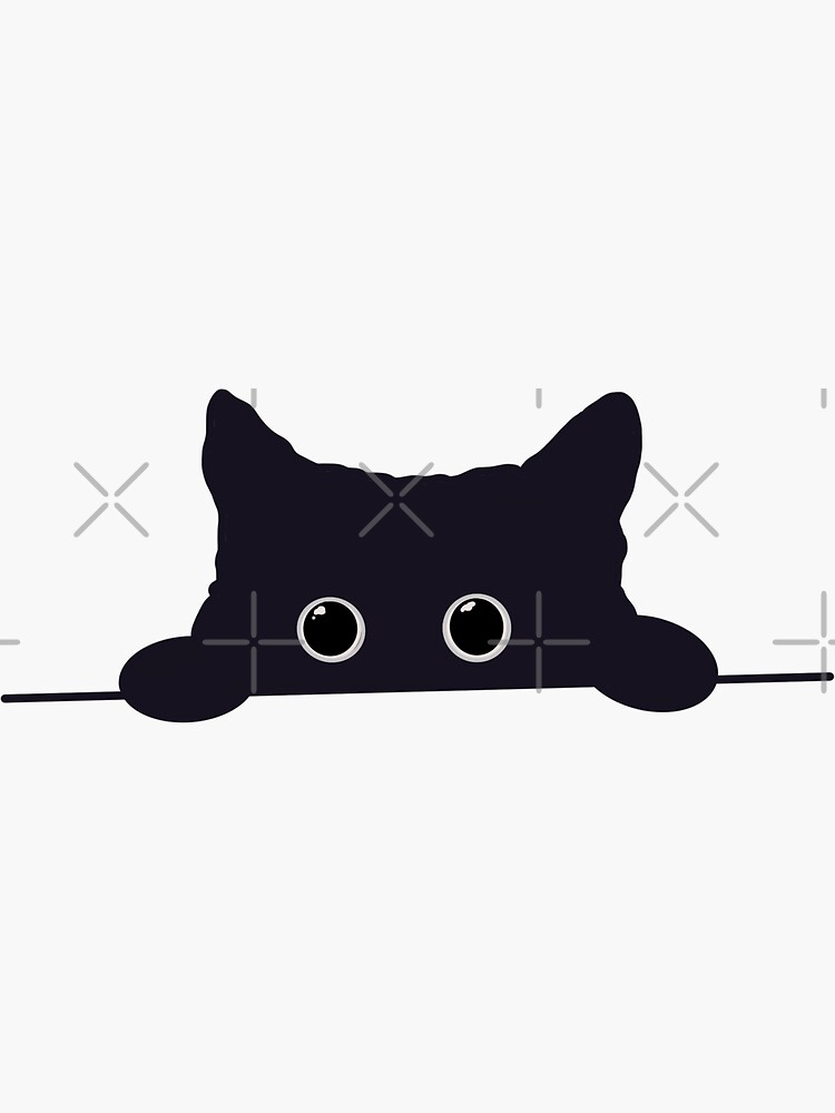 Black Cat Peeking - Black Cat - Sticker