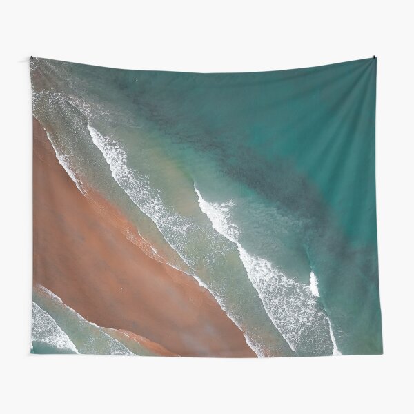 Emerald Copper Foamy Waves Tapestry