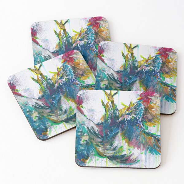 Item preview, ROOSTERS FIGHTING - watercolor painting designed and sold by lautir.
