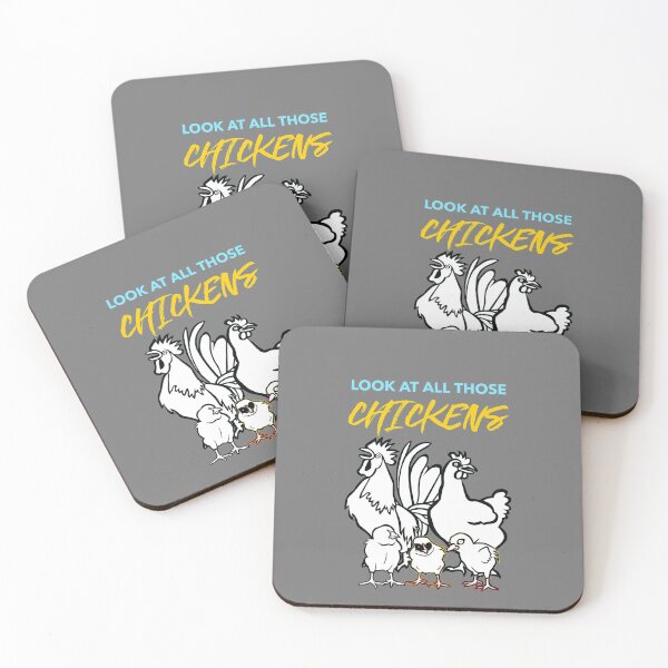 Item preview, Look at all those Chickens - funny chicken design in blue and yellow text designed and sold by katiekendall.