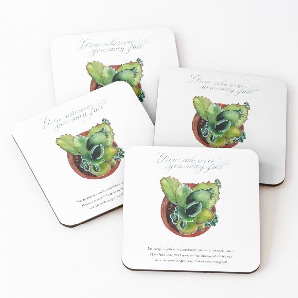 Item preview, Watercolor 'miracle plant' with calligraphy Grow wherever you may fall designed and sold by TangledSquid.