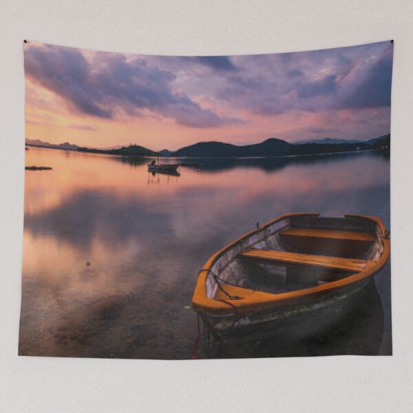 Item preview, Beautiful Shot Of A Small Lake With Wooden Rowboat  designed and sold by Ristinga.