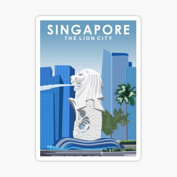 Artikel-Vorschau von Singapur Lion City Reiseposter Kunstdruck, designt und verkauft von Stadify.