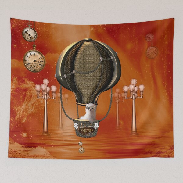 Item preview, Steampunk, hot air balloon with cute steampunk pup designed and sold by nicky2342.