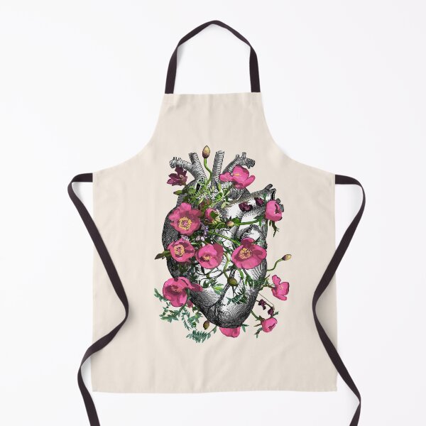Item preview, Floral Human heart with pink anemones, vintage effect designed and sold by Collagedream.