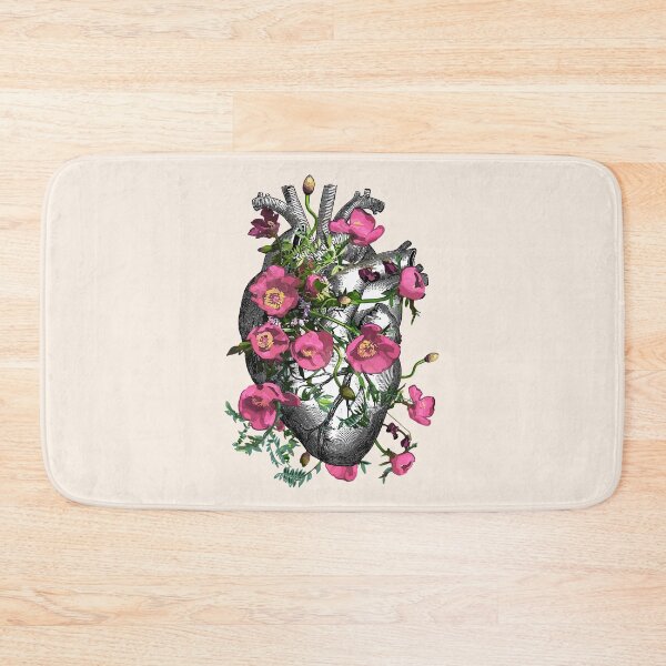 Item preview, Floral Human heart with pink anemones, vintage effect designed and sold by Collagedream.