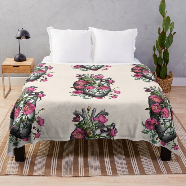 Item preview, Floral Human heart with pink anemones, vintage effect designed and sold by Collagedream.