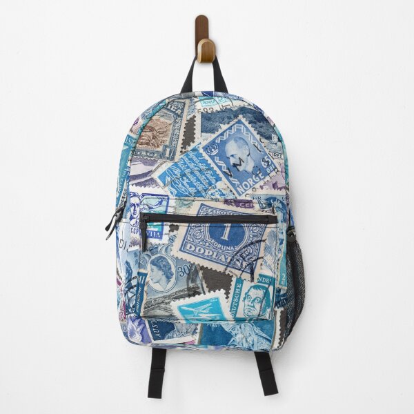 Item preview, Blue retro postage stamps designed and sold by Salomėja Misė.