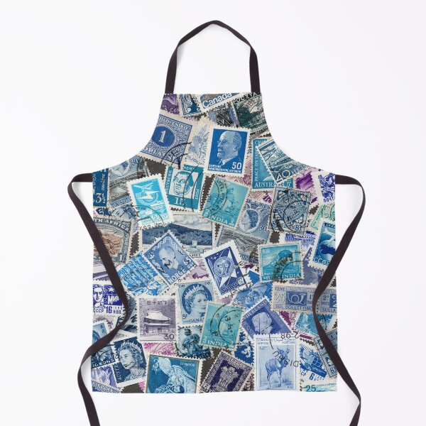 Item preview, Blue retro postage stamps designed and sold by Salomėja Misė.