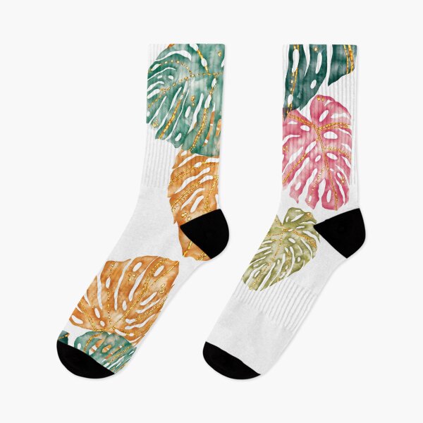 Item preview, watercolor monstera leaves, colorful leaves, tropical plant, tropical leaves, monstera deliciosa, watercolor botanical, plant lady gift designed and sold by Anaïs Illustration.