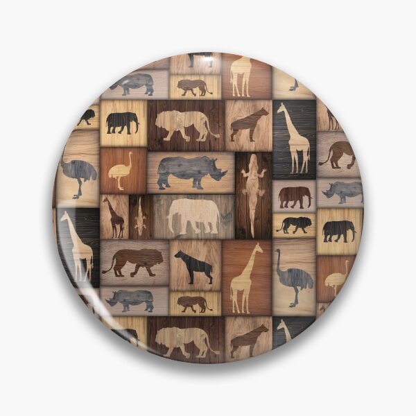 Item preview, African savanna animals silhuette pattern with different type of wood textures designed and sold by CiniArt.