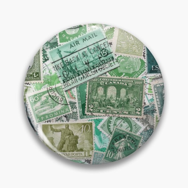 Item preview, Green retro postage stamps designed and sold by Salomėja Misė.
