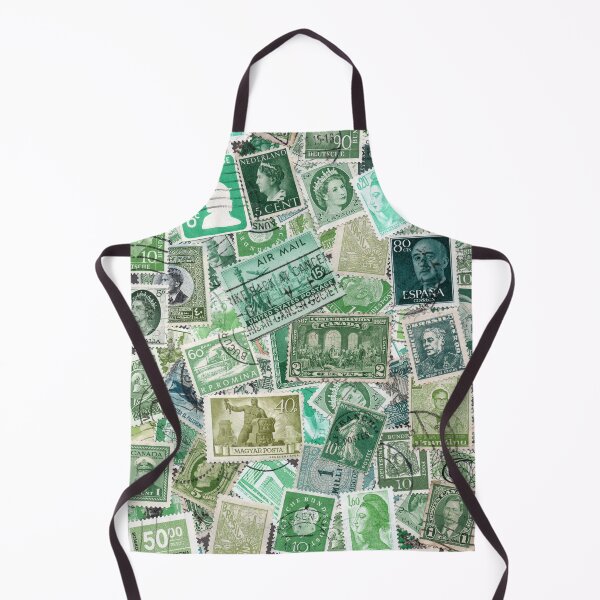 Item preview, Green retro postage stamps designed and sold by Salomėja Misė.