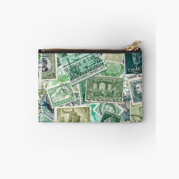 Item preview, Green retro postage stamps designed and sold by Salomėja Misė.