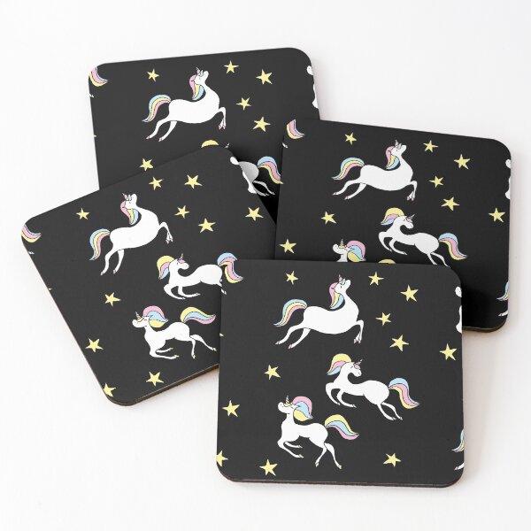 Item preview, Fabulous Unicorns Among the Stars - Repeated Pattern on Black Background designed and sold by AlicjaCurioseur.