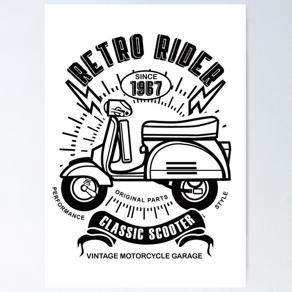 Item preview, Retro Rider Classic Scooter Vintage Motorcycle Garage designed and sold by Rhu Creations.