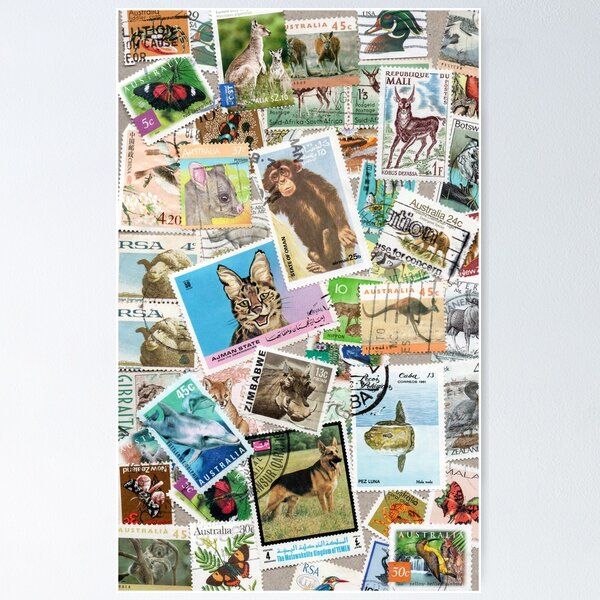 Item preview, Retro postage stamps with animals designed and sold by Salomėja Misė.