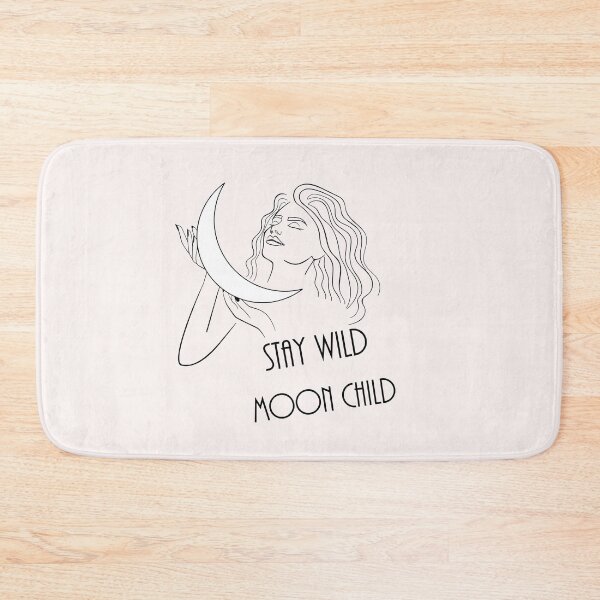 Item preview, Stay Wild Moon Child Slogan Line Art Woman with Moon designed and sold by Nina Baydur.