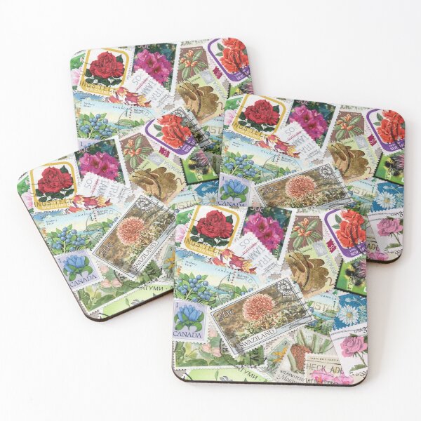 Item preview, Retro postage stamps with flowers designed and sold by Salomėja Misė.