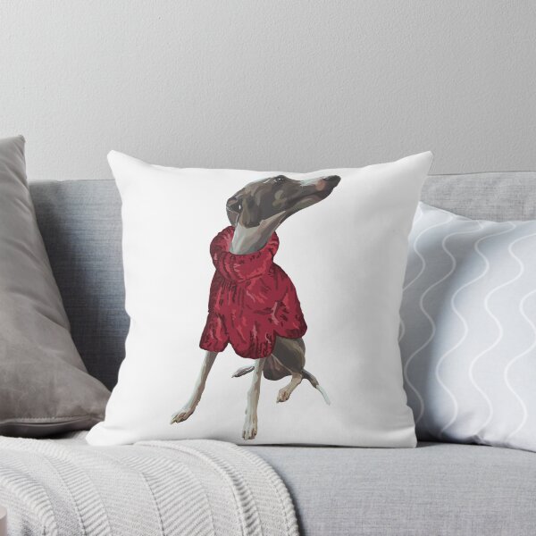 Item preview, A handsome grey italian greyhound named Luca in a knitted red polo neck jumper jersey  designed and sold by Fruit-Tee.