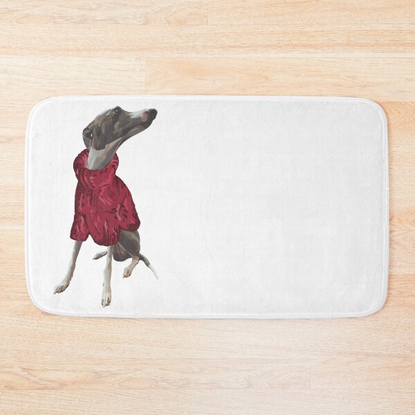 Item preview, A handsome grey italian greyhound named Luca in a knitted red polo neck jumper jersey  designed and sold by Fruit-Tee.