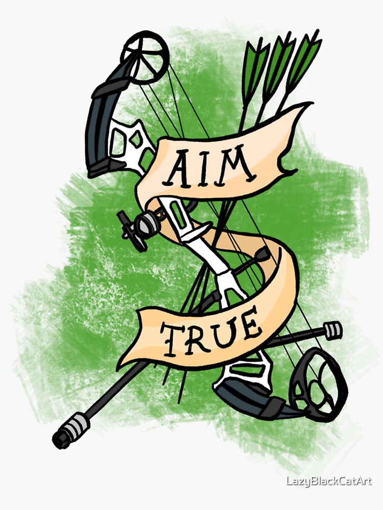 Aim True Archery Compound Bow Traditional Tattoo Flash