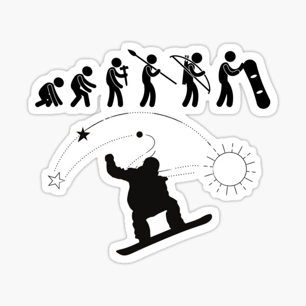 White Snowboarding Evolution Sticker 