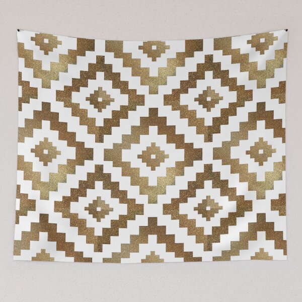 Item preview, Gold and white boho,Aztec geometric pattern  designed and sold by MariaMarinova.