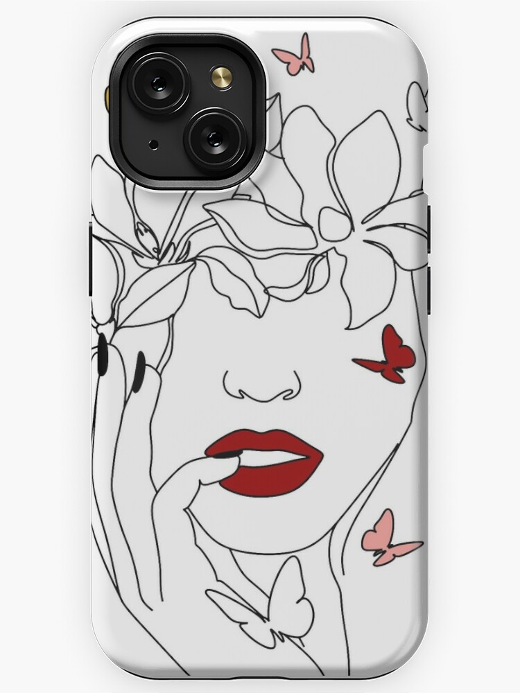 Rose Line Art Drawing iPhone Case