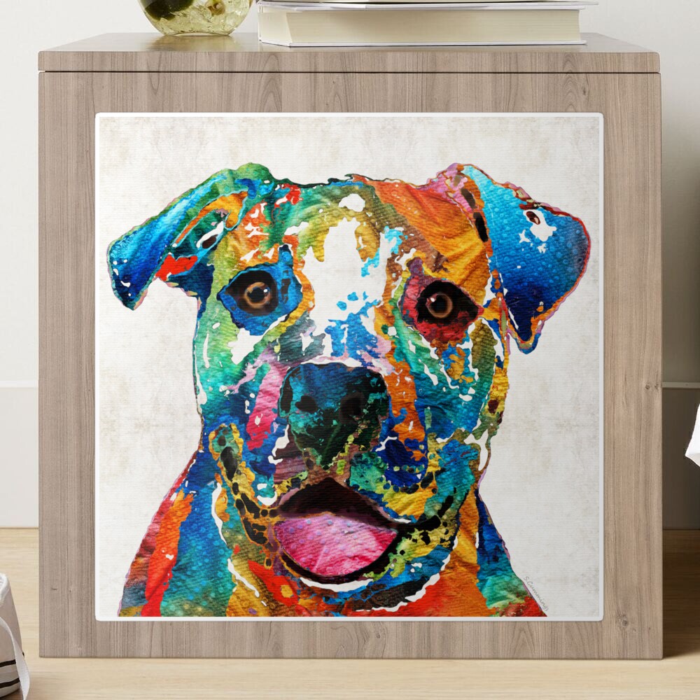 Colorful Dog Pit Bull Art - Happy - By Sharon Cummings Jigsaw Puzzle by  Sharon Cummings - Pixels