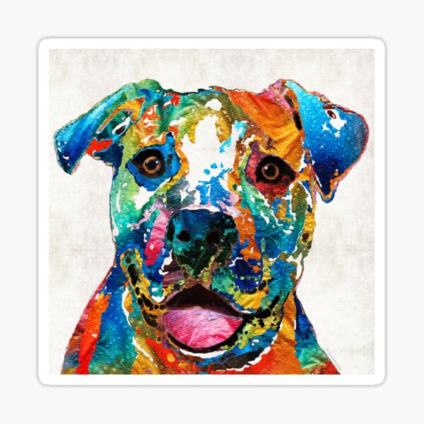 Colorful Dog Pit Bull Art - Happy - By Sharon Cummings Sticker