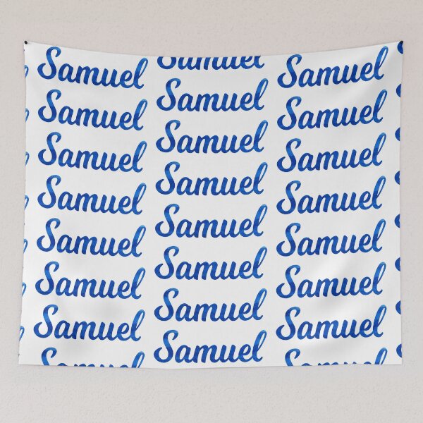 Item preview, Samuel boys name blue watercolor design designed and sold by ComicKitsch.