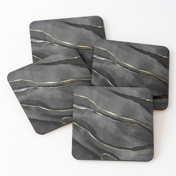 Item preview, Black Watercolor Stone With Golden Veins designed and sold by Ristinga.