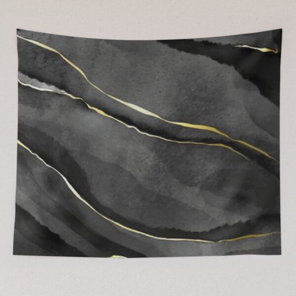 Item preview, Black Watercolor Stone With Golden Veins designed and sold by Ristinga.