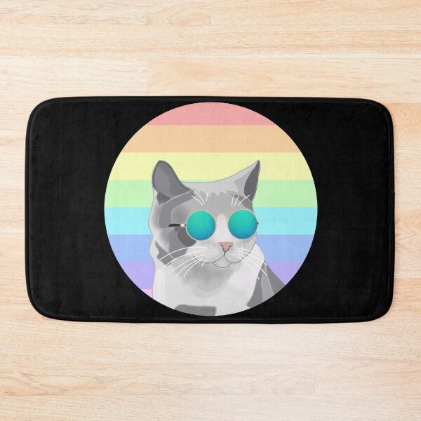 Item preview, Cool Cat against soft rainbow background designed and sold by Gerhanj.