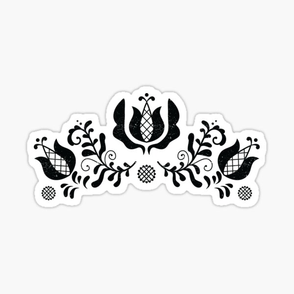 Transylvanian Hungarian Folk Art black and white Sticker