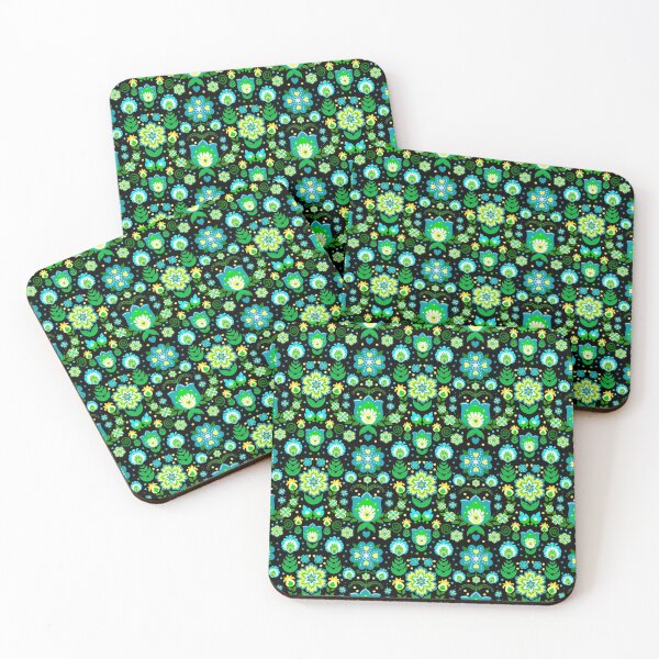 Item preview, Folk Art Flowers on Black designed and sold by KrisInStitches.