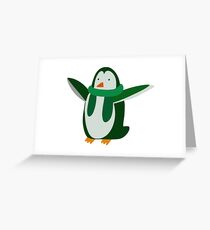 Green Penguin Greeting Card