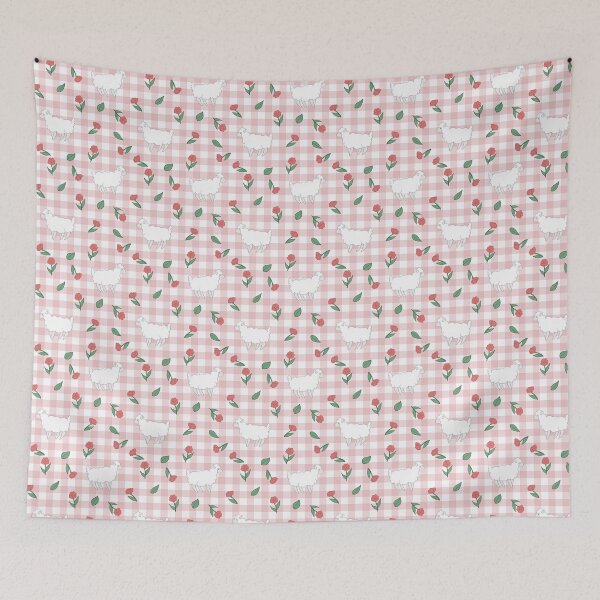 Item preview, Spring Lamb Pink Gingham designed and sold by LahaskaArt.