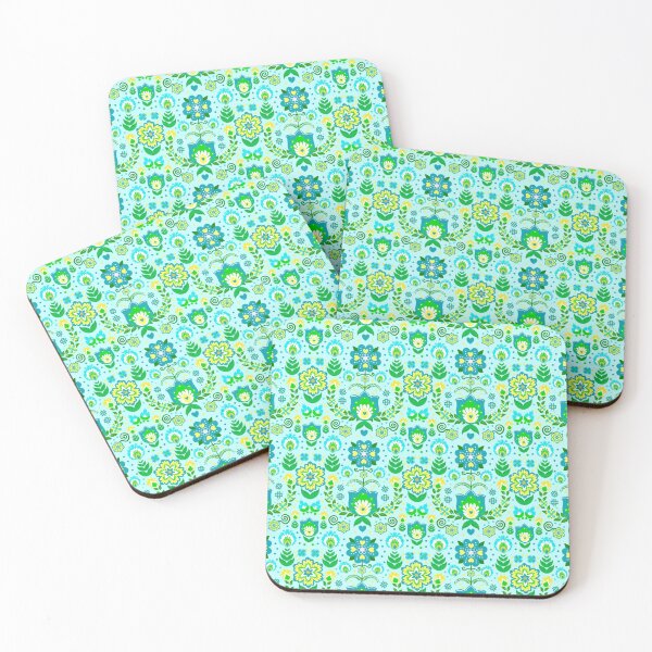 Item preview, Folk Art Flowers on Blue designed and sold by KrisInStitches.