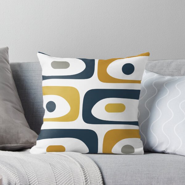 Item preview, Mid Century Modern Piquet Abstract Minimalist Pattern in Navy Blue, Light and Dark Mustard, Grey, and White designed and sold by kierkegaard.