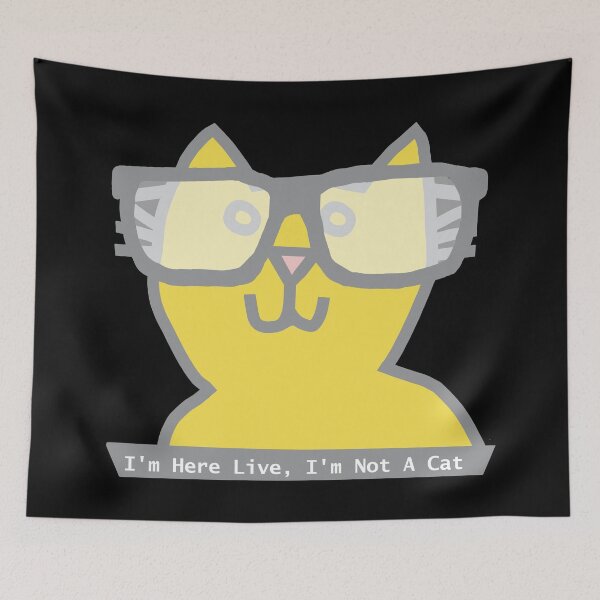 Item preview, Im Here Live Im Not a Cat Memes Ultimate Gray and Illuminating Cat in Glasses designed and sold by ellenhenry.