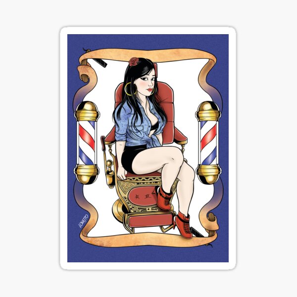 Barber shop girl Sticker