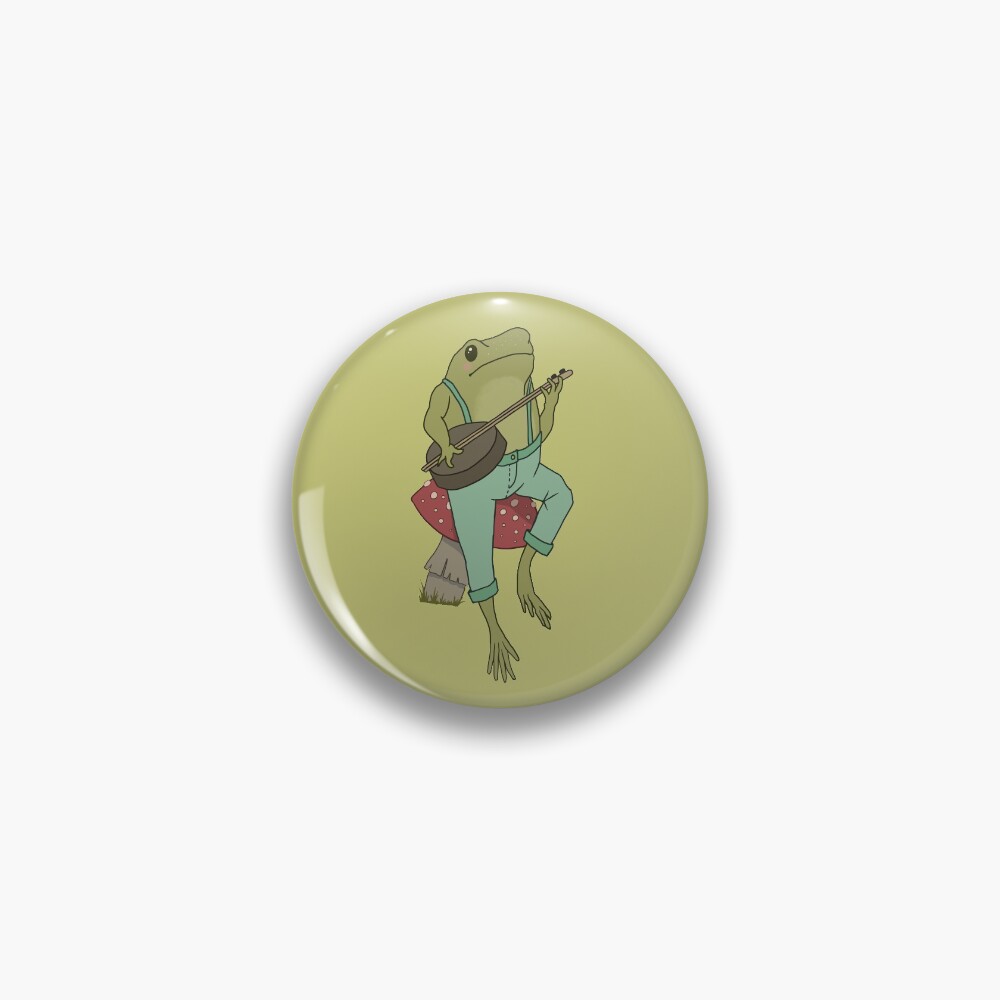 "Cottagecore Guitar Froggy Cute Frog Playing Banjo on Mushroom