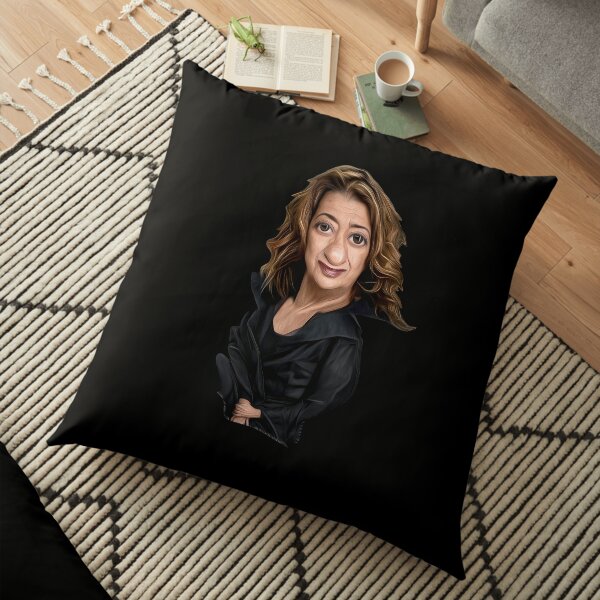 Zaha Hadid Caricature Artwork Floor Pillow