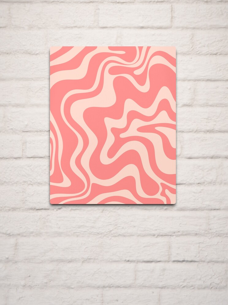 Liquid Swirl Retro Modern Abstract Pattern in Soft Pink | Metal Print