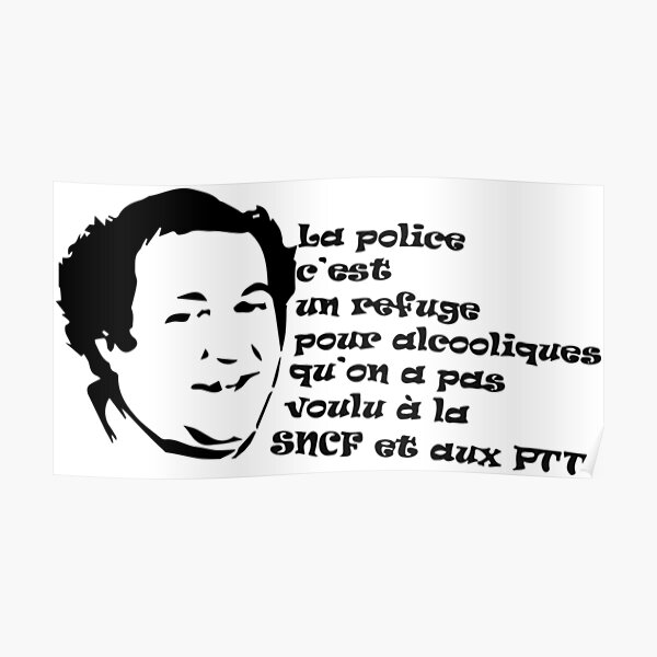 Poster Coluche Portrait En Noir Et Blanc Par Ez2love Redbubble