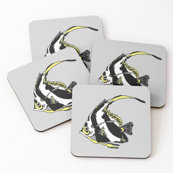 Item preview, cute colorful swimming angelfish fish line art drawing designed and sold by The Red Shop.