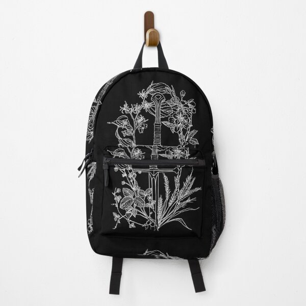 Floral Fantasy Sword White Backpack